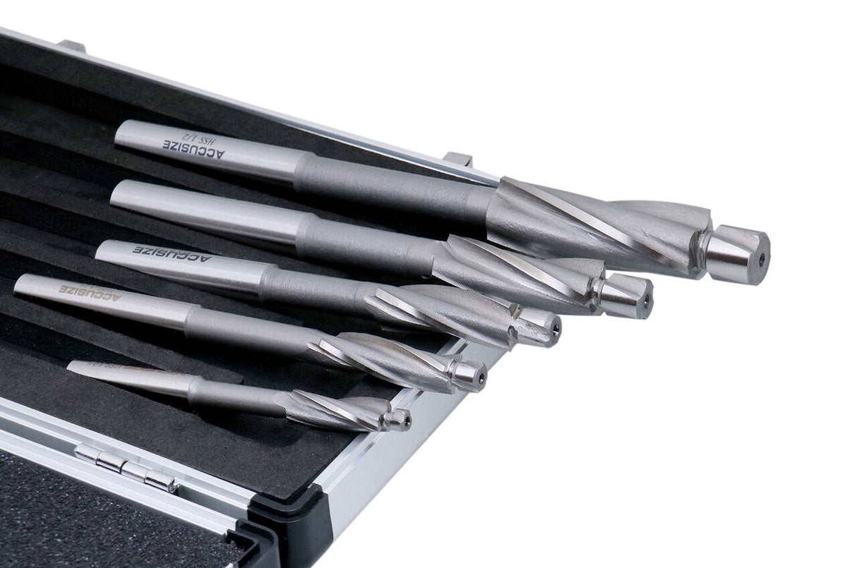 509S-0007, 7ps/Set Premium Inch HSS Solid Capscrew Counterbore Set 3 Flute Straight Shank