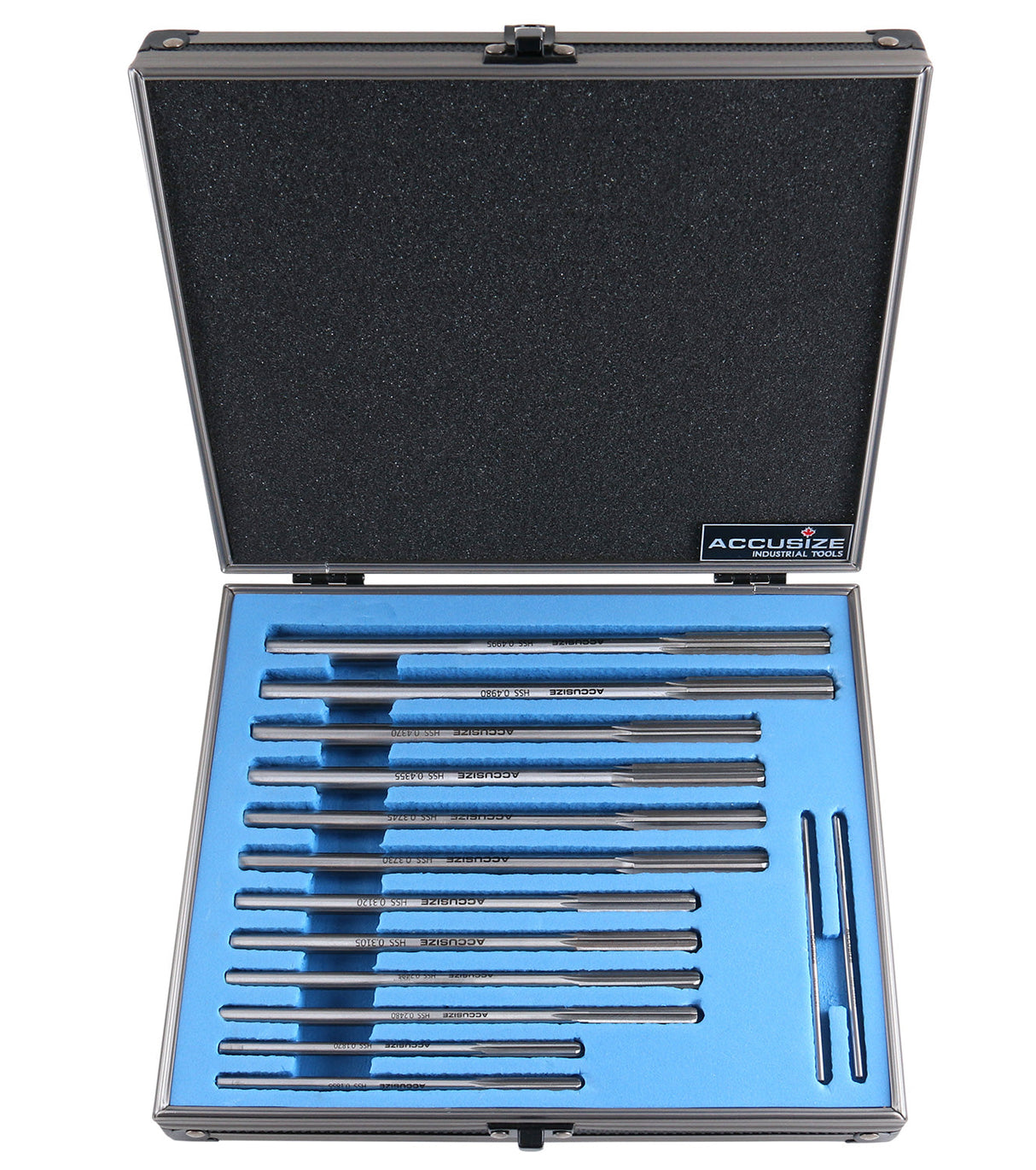 HSS M2 Premium Chucking Reamer Sets, Straight Flute, Straight Shank, Right Hand Cut, ANSI, in Aluminum Case