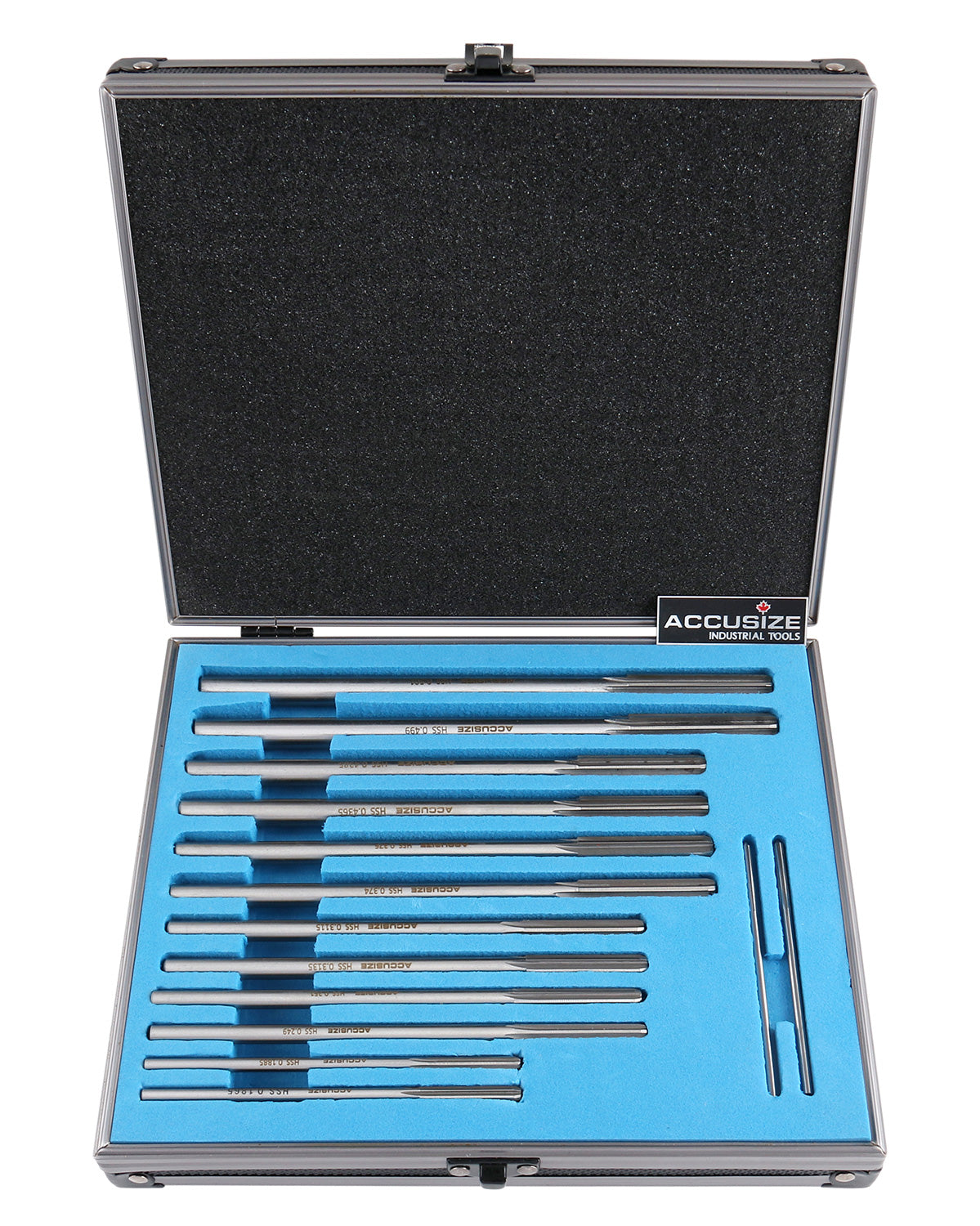 HSS M2 Premium Chucking Reamer Sets, Straight Flute, Straight Shank, Right Hand Cut, ANSI, in Aluminum Case