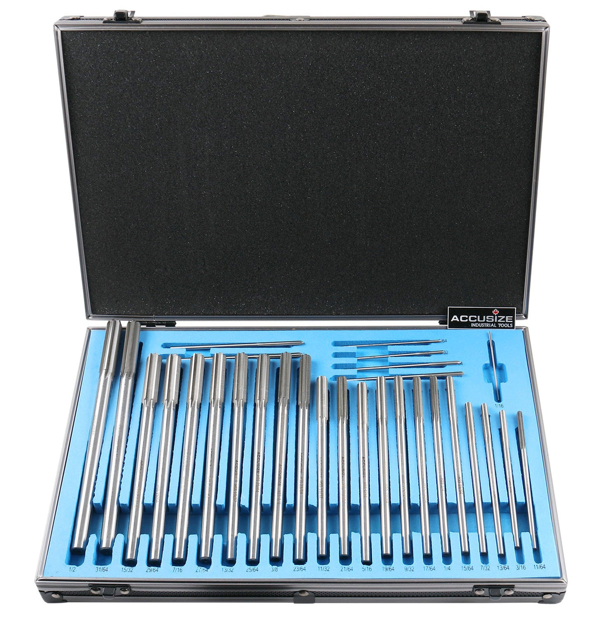 HSS M2 Premium Chucking Reamer Sets, Straight Flute, Straight Shank, Right Hand Cut, ANSI, in Aluminum Case