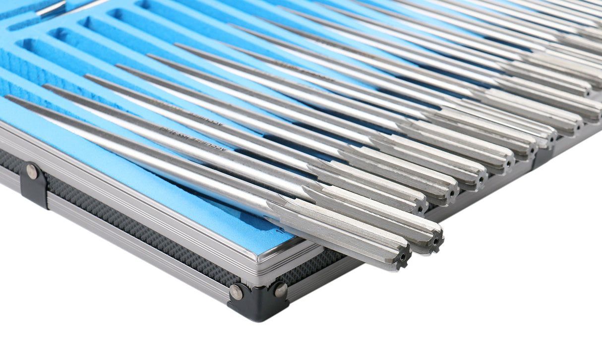 HSS M2 Premium Chucking Reamer Sets, Straight Flute, Straight Shank, Right Hand Cut, ANSI, in Aluminum Case