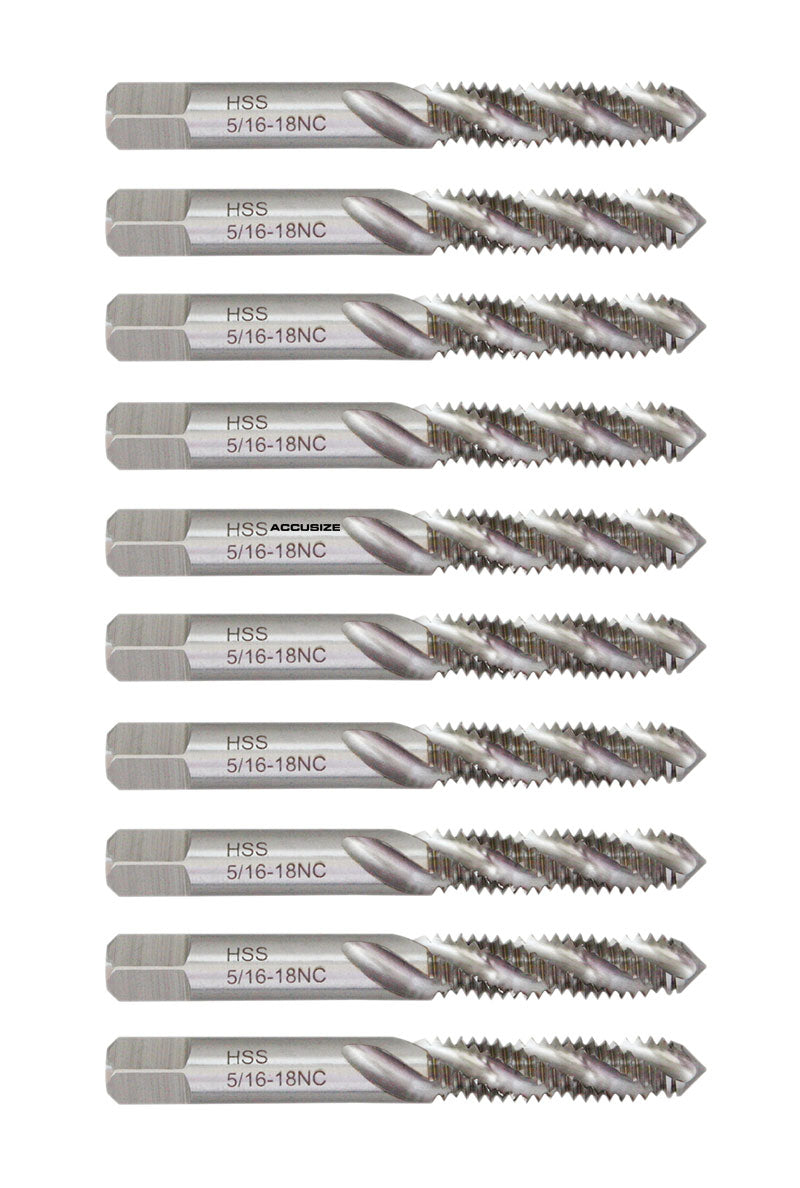 HSS Spiral Flute Taps, ANSI, Ground, 10 pcs/set or 5pcs/set