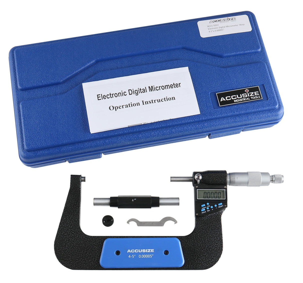 Electronic Digital Micrometers, 7 Keys, 0-1", 1-2", 2-3", 3-4", 4-5", & 5-6", inch, imperial