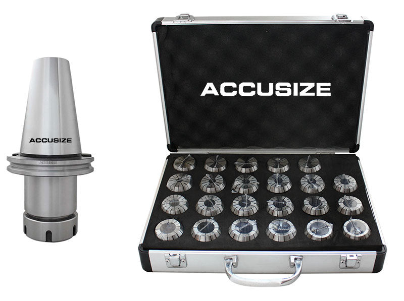 CAT50-ER40 4" Collet Chuck & ER40 23ps/set Metric Collet Set, Range: 4-26mm