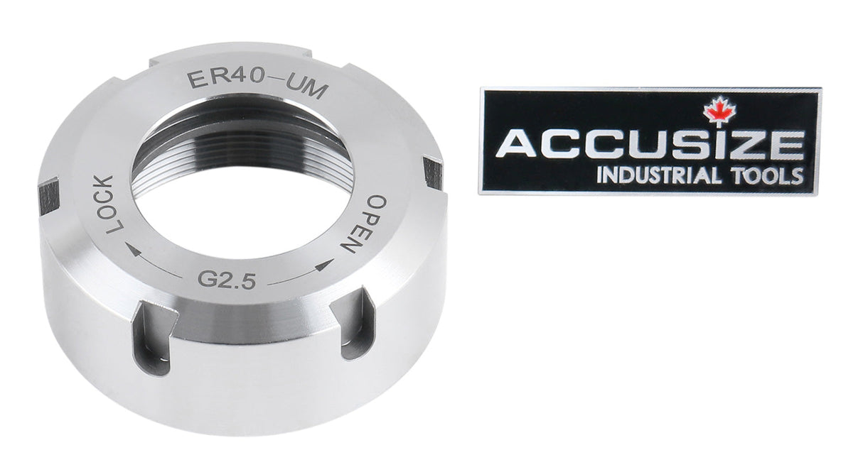 Hex ER16 Collet Nut, Slotted ER32 & ER40 Collet Nut, Balanced to 20,000 RPM at G2.5