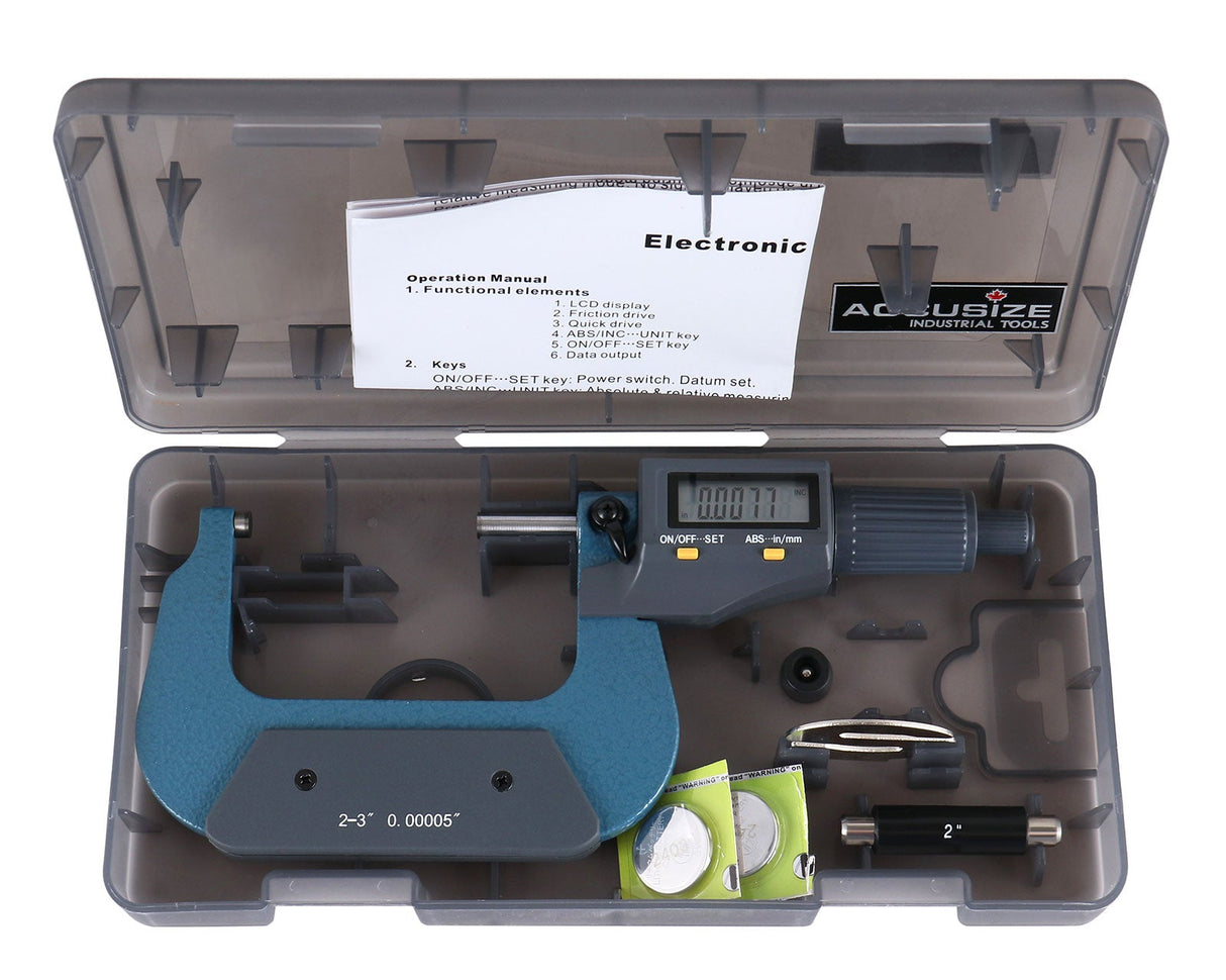 2-Key Electronic Digital Outside Micrometers w/ Output