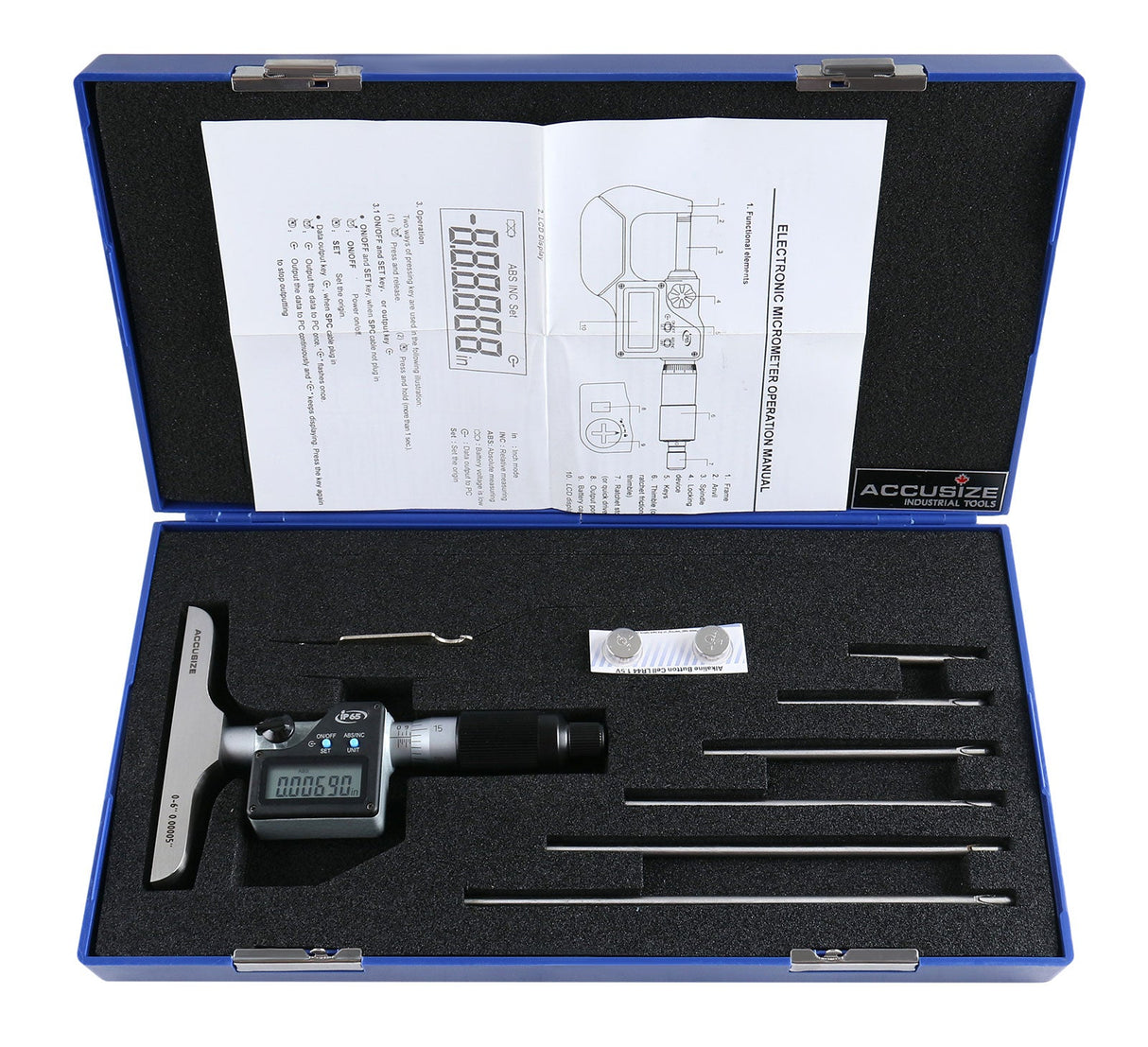 P103-0178, 0-6" X 4" base Electronic digital Depth Micrometer
