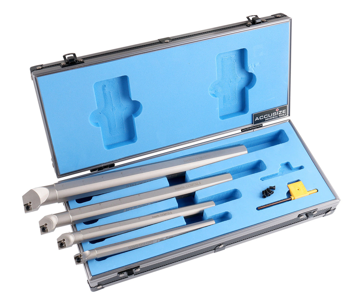 SCLCR 4 Pc Indexable Boring Bar Set, without Inserts, Working with CCMT 32.5 and CCTG 32.5 Inserts, 1/2", 5/8", 3/4", & 1", #P252-S411