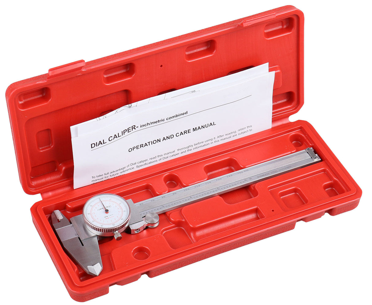 Dual Needle Precision Inch/Metric Dial Caliper, Stainless Steel