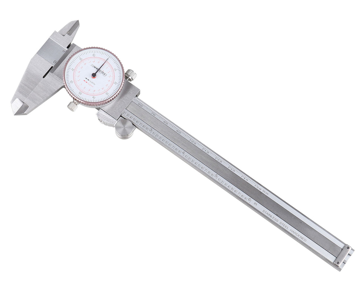 Dual Needle Precision Inch/Metric Dial Caliper, Stainless Steel