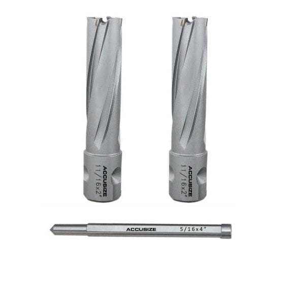 11/16'' x2'' Depth, Carbide Tipped Annular Cutters with One-Touch Shank with a Pilot Pin, #3081-2016PIN