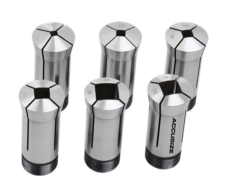 5C Square Collets, 6 Pcs/Set, Size Including 1/4'', 5/16'', 3/8'', 1/2'', 5/8'', and 3/4'',  0223-0310