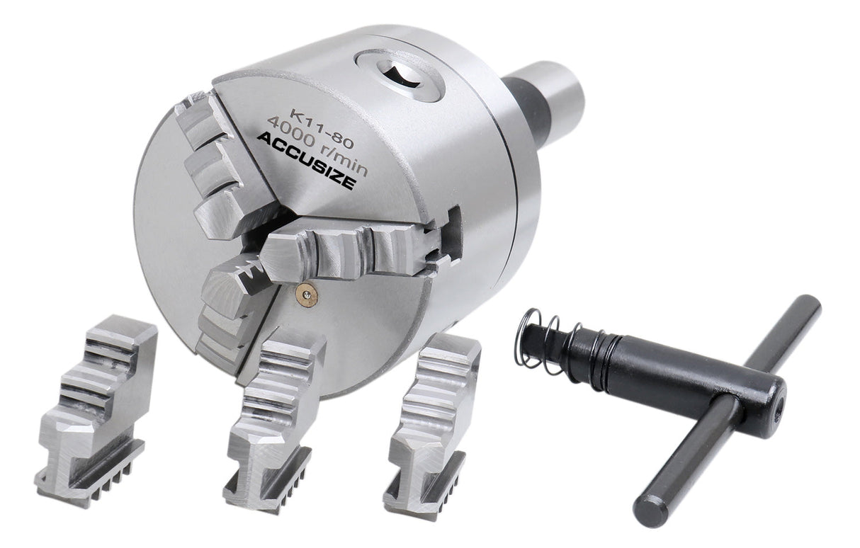 R8 Precision Lathe Chucks, 3-Jaw Self-Centering Scroll