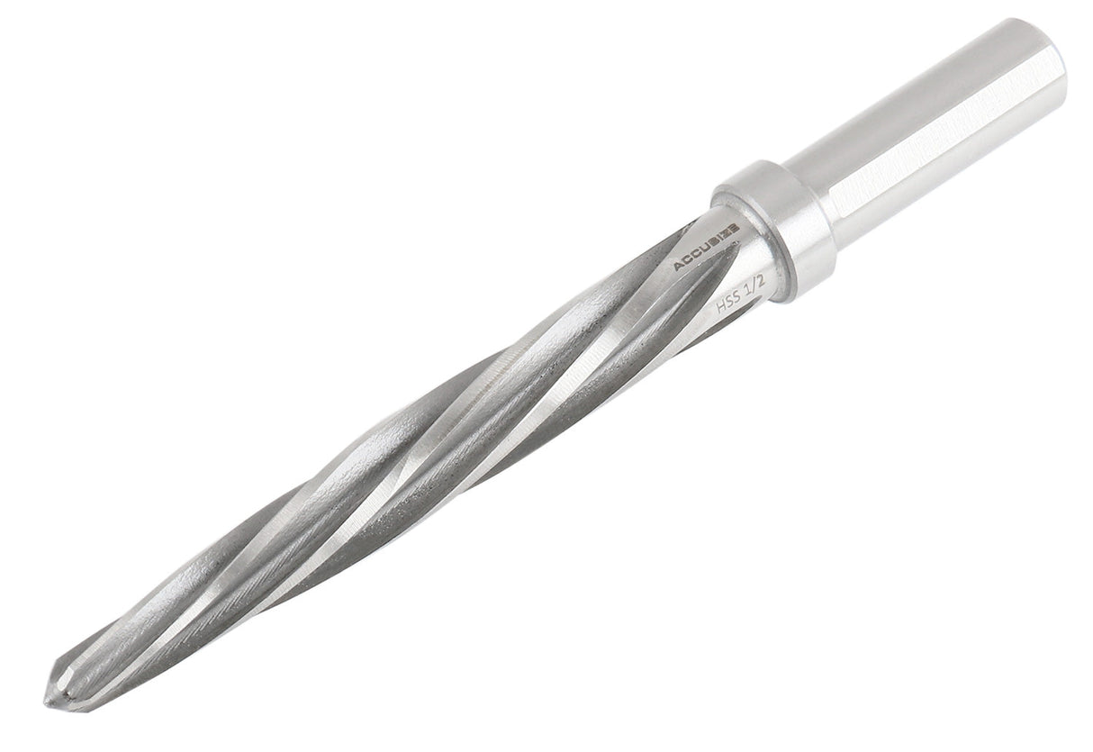 H.S.S. Aligning Reamer, Spiral Flute, 3/8" Straight Shank with 3-Equal Flat