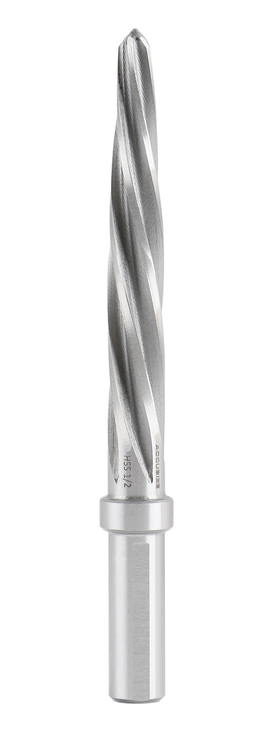 H.S.S. Aligning Reamer, Spiral Flute, 3/8" Straight Shank with 3-Equal Flat