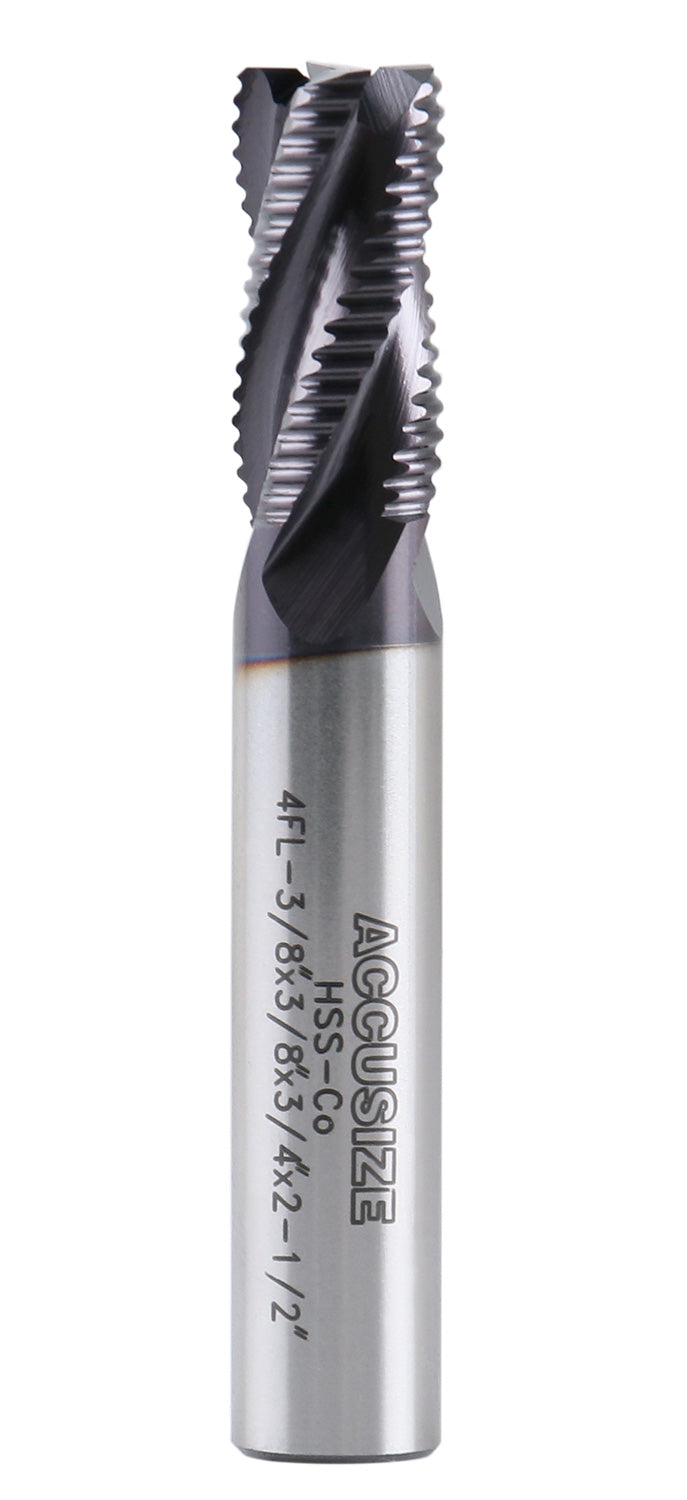 Fine Tooth, TiAlN Coated, M42-8% Cobalt Roughing End Mills