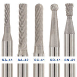 Solid Carbide Burs, 1-1/2" Long, 1/8" Shank