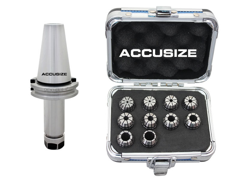 CAT40-ER16 4" Collet Chuck & ER16 10ps/set Metric Collet Set, Range: 1.0- 10.0mm