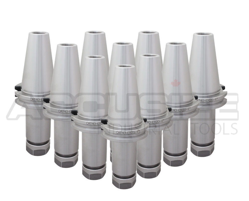 1601-0030x10, 10 Pcs CAT40-ER20 Chucks, V-Flange Collet Chuck with 4'' Gage Length