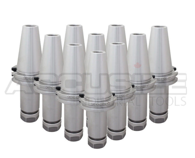 1601-0030x10, 10 Pcs CAT40-ER20 Chucks, V-Flange Collet Chuck with 4'' Gage Length