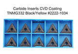 TNMG Carbide Inserts, CVD Coated, Black/Yellow, 10 ps/box