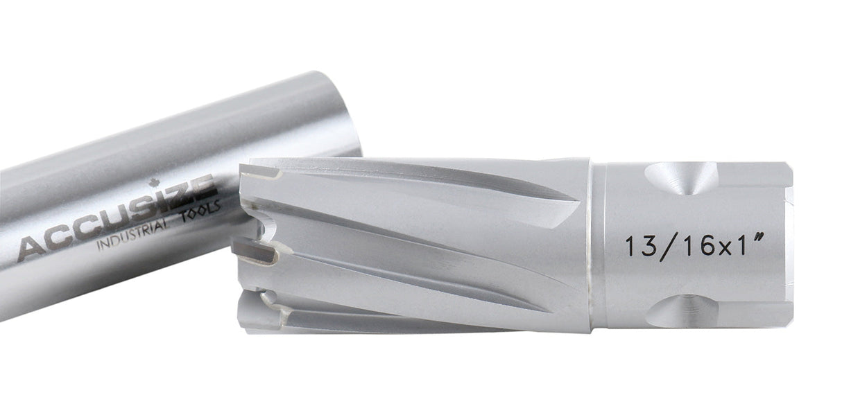 Carbide Tipped Annular Cutter with One-Touch Shank CBN Ground, ANSI Standard, Cutting Depth: 1" or 2"