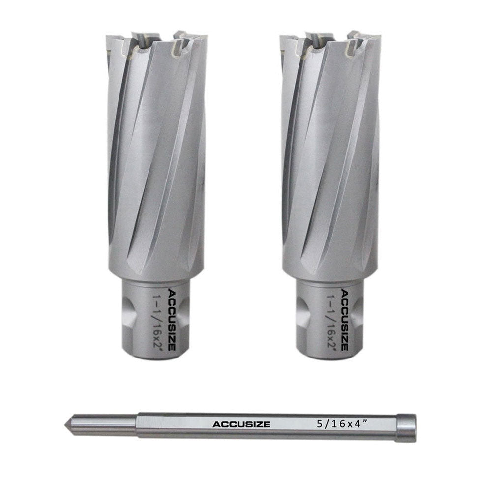 1-1/16'' x 2'' Depth, Carbide Tipped Annular Cutters with One-Touch Shank with a Pilot Pin