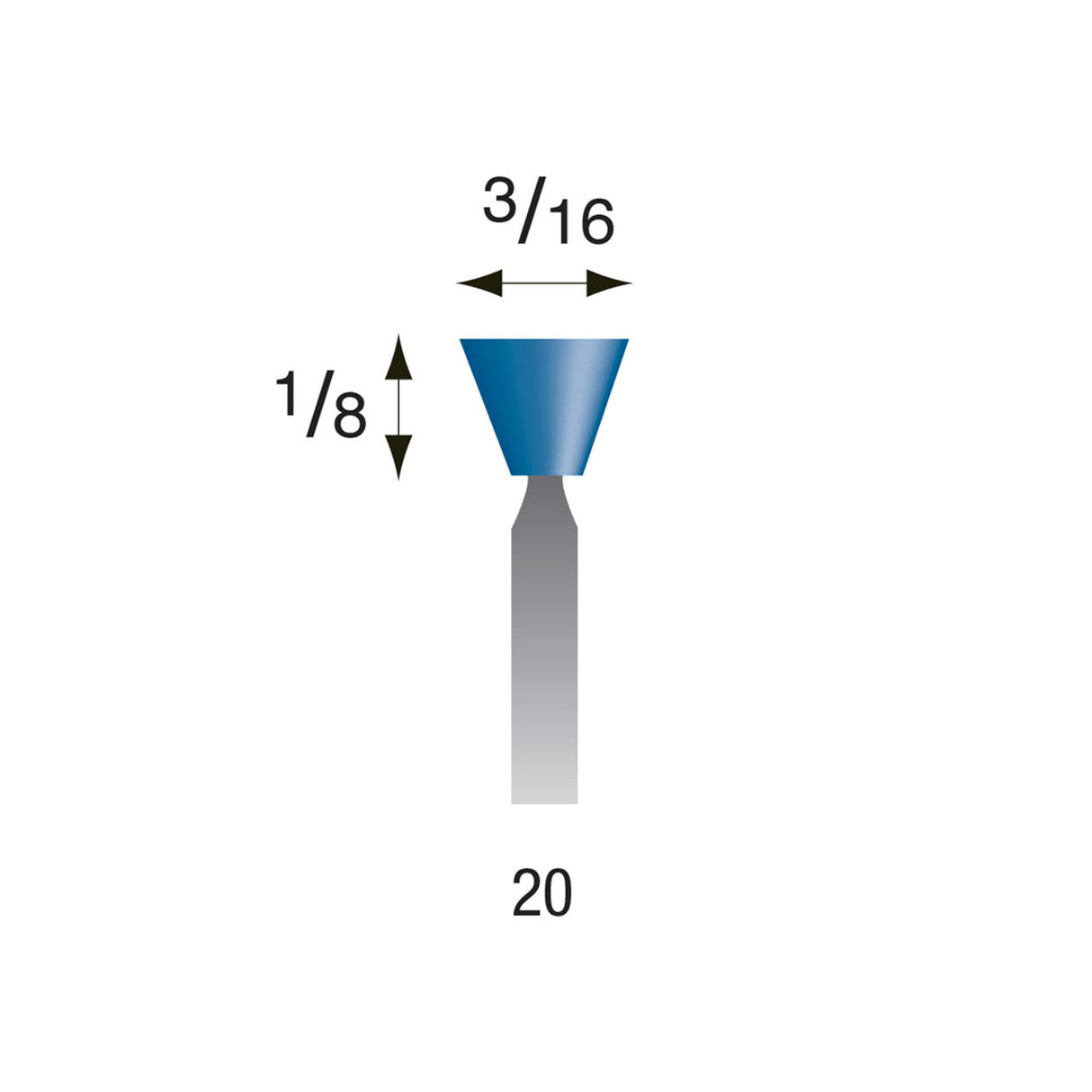 Blue Mounted Points, 3/32" Shank (Pkg. of 24)