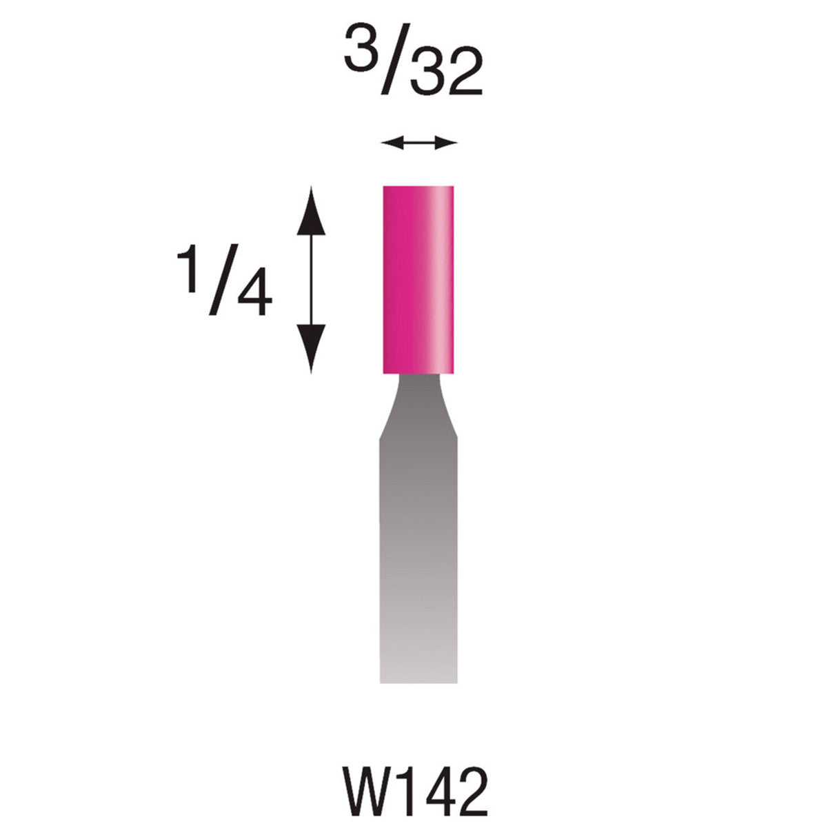 Pink Mounted Stones - Style "W"- 1/8" Shank (Pkg. of 24)