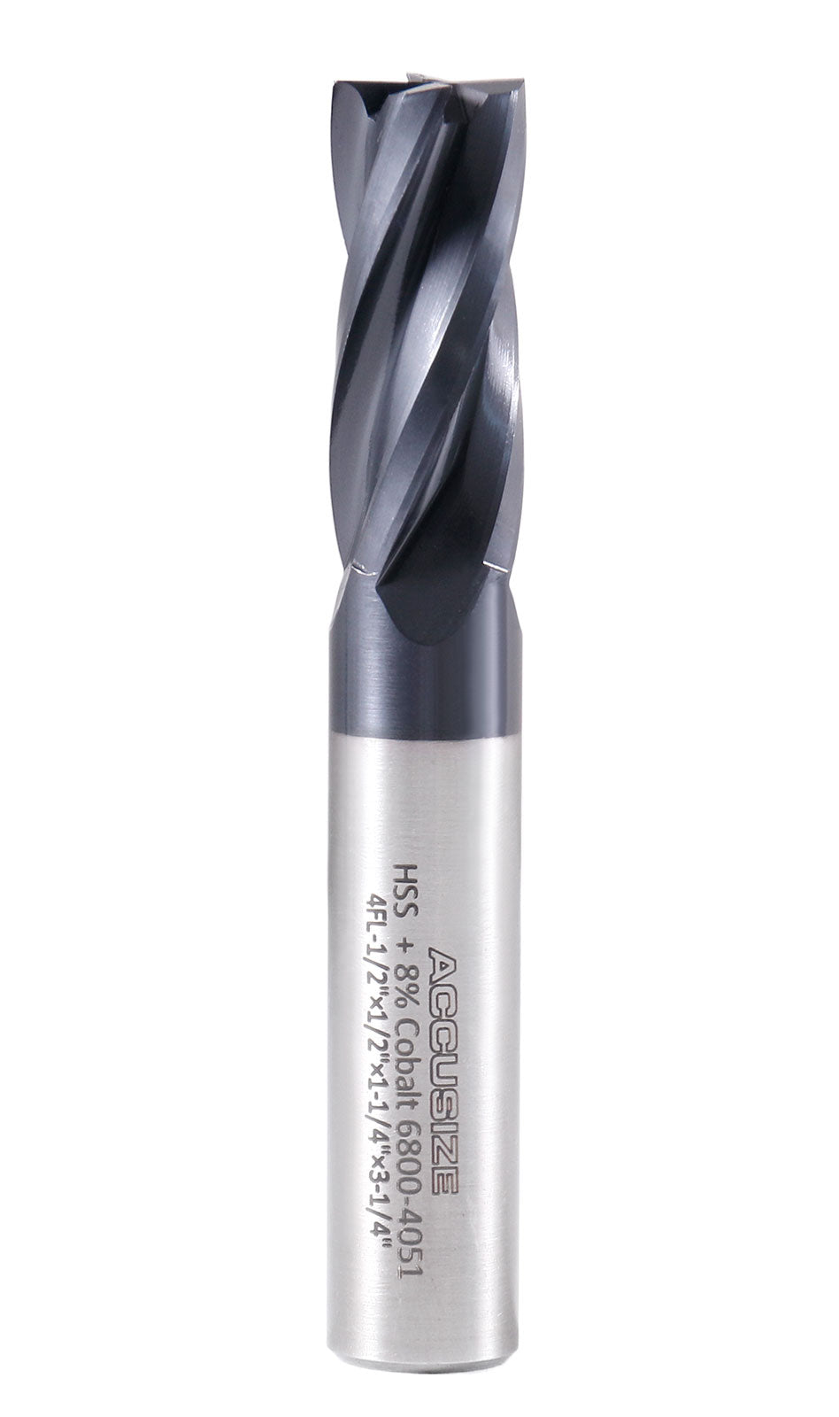 Cobalt 4 Flute End Mills, M42 (HSS+8% Cobalt) TiAlN Coating