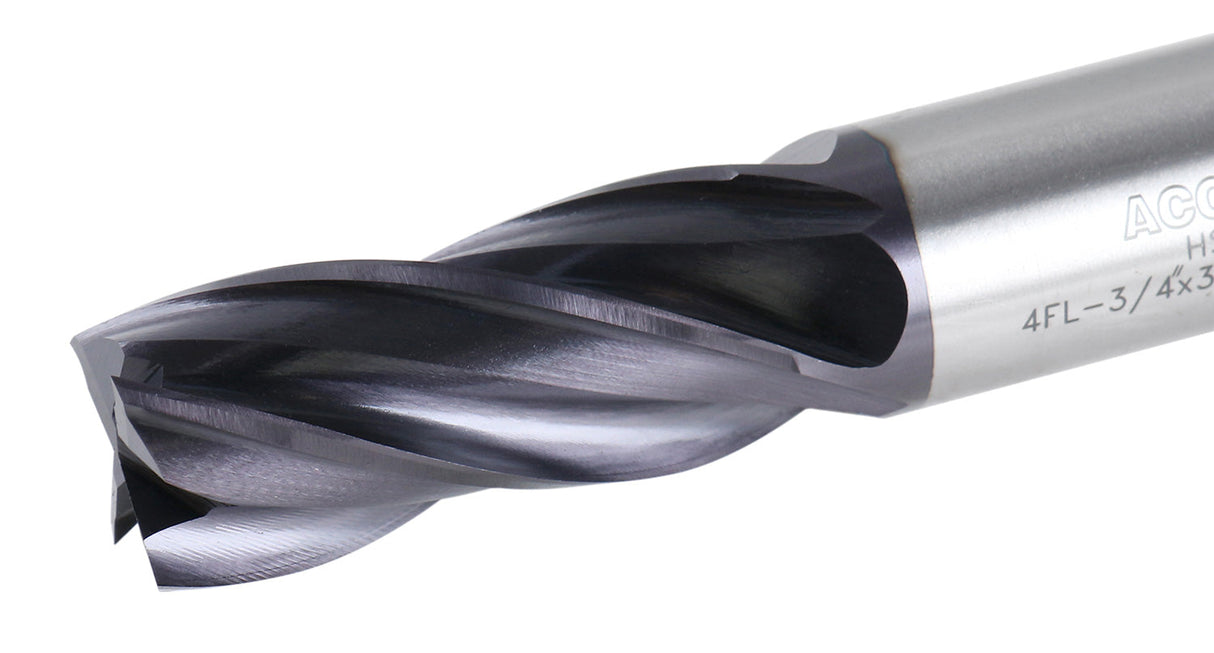 Cobalt 4 Flute End Mills, M42 (HSS+8% Cobalt) TiAlN Coating