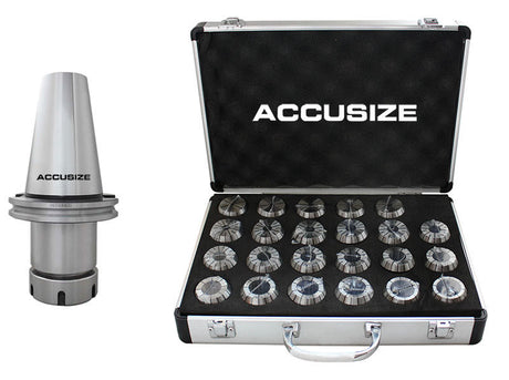 CAT50-ER40 4" Collet Chuck & ER40 23ps/set Metric Collet Set, Range: 4-26mm