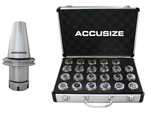 CAT50-ER40 4" Collet Chuck & ER40 23ps/set Metric Collet Set, Range: 4-26mm