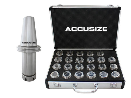 CAT50-ER40 6" Collet Chuck & ER40 23ps/set Metric Collet Set, Range: 4-26mm
