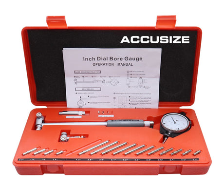 Dial Bore Gage Set, 1.4-6" Measuring Range, 0.0005" Graduation Interval, #EE20-1406