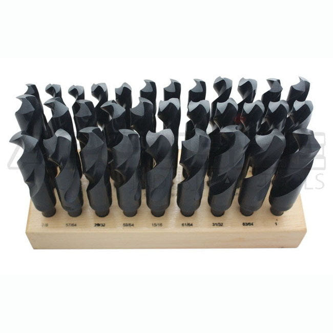 32 PS/SET HSS 1/2" SHANK S&D DRILL SET 33/64" to 1" by 64THS